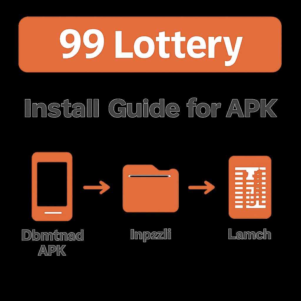 Diagram detailing the steps to install 99 Lottery APK.