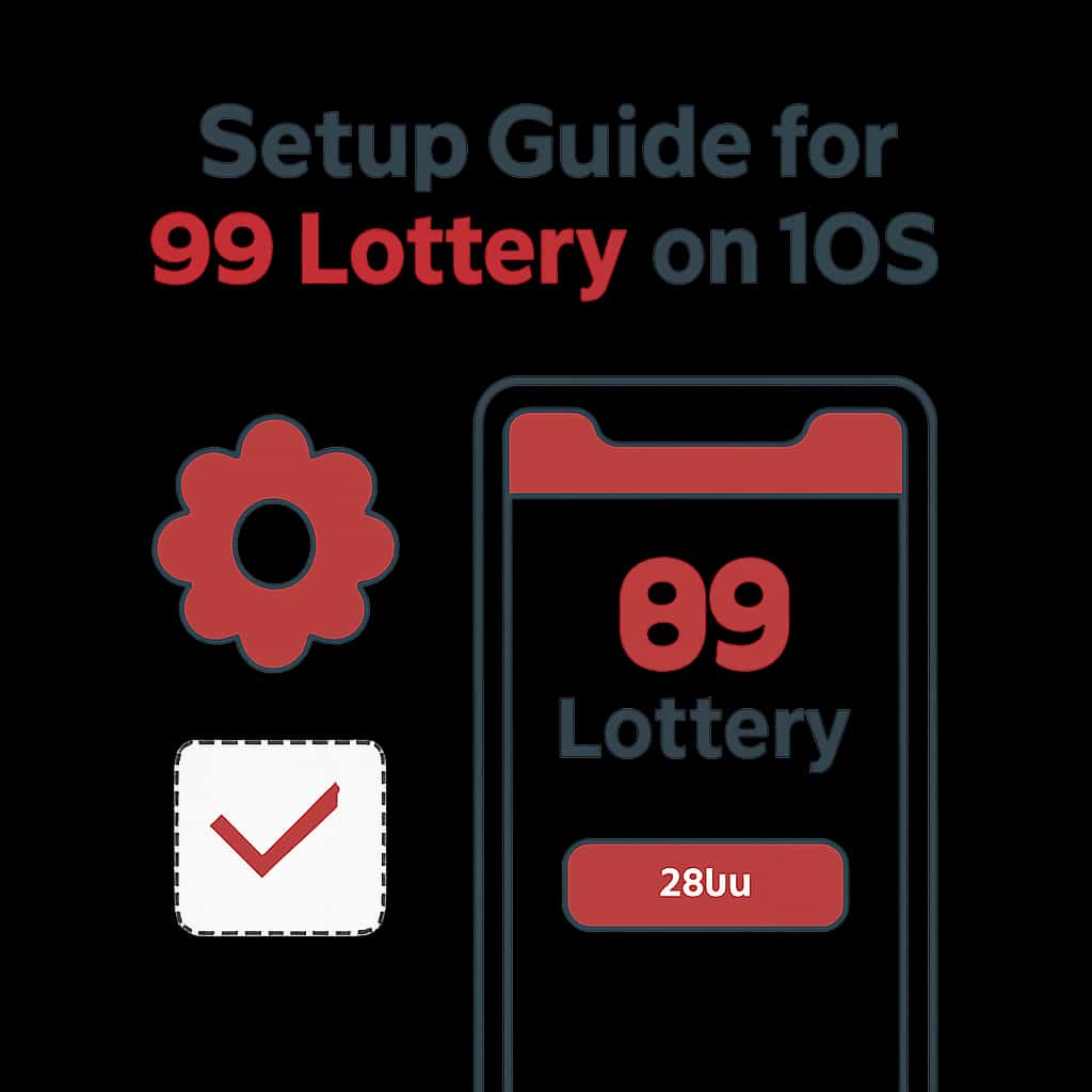 An educational diagram illustrating the installation steps for 99 Lottery on iOS.