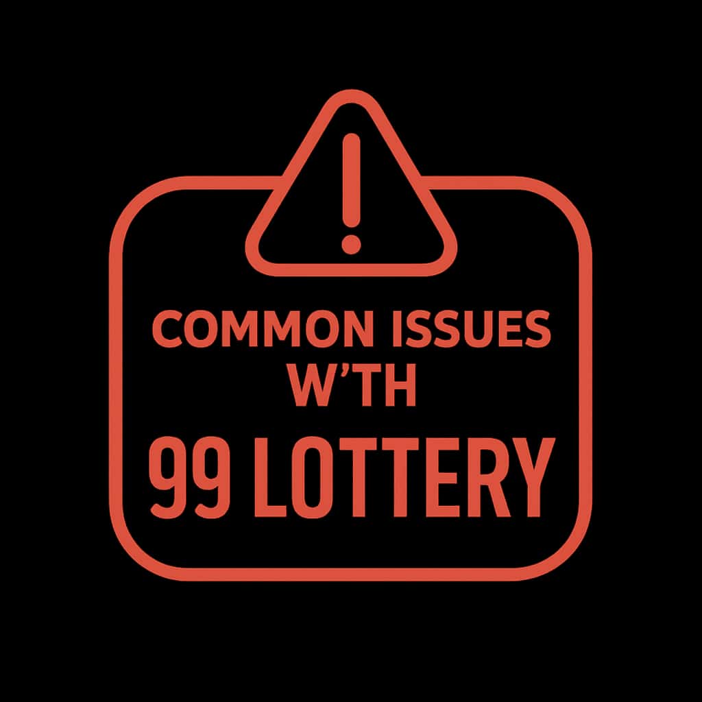 Minimalist badge representing common issues with the 99 Lottery app.