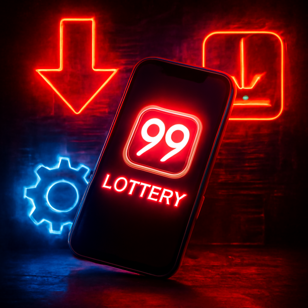 Illustration detailing the installation process for the 99 Lottery app.