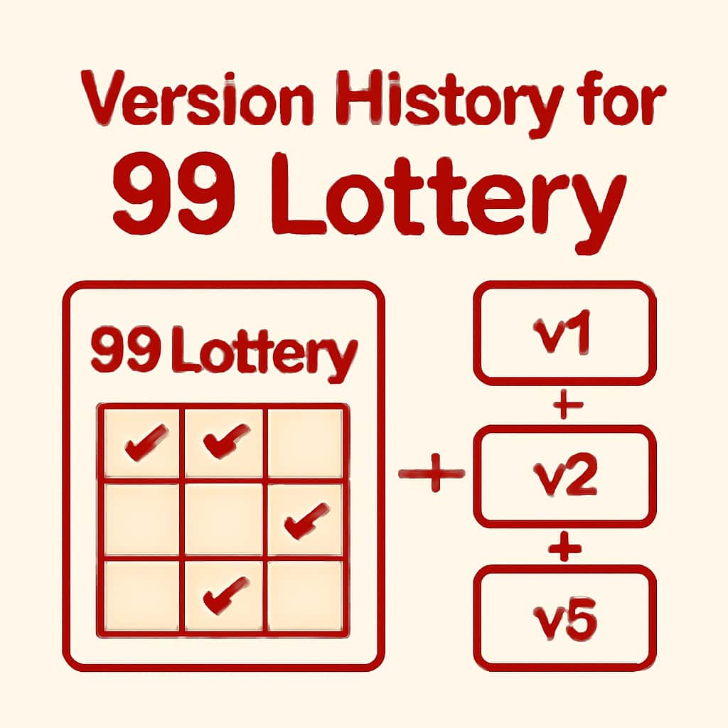 Illustration detailing the version history for 99 Lottery.