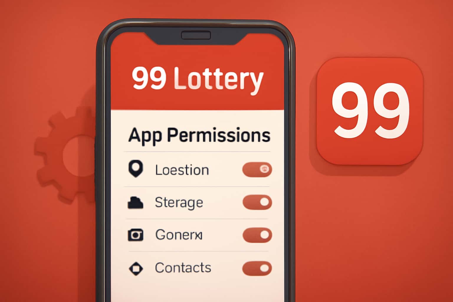 A high-tech visualization related to App Permissions for 99 Lottery.