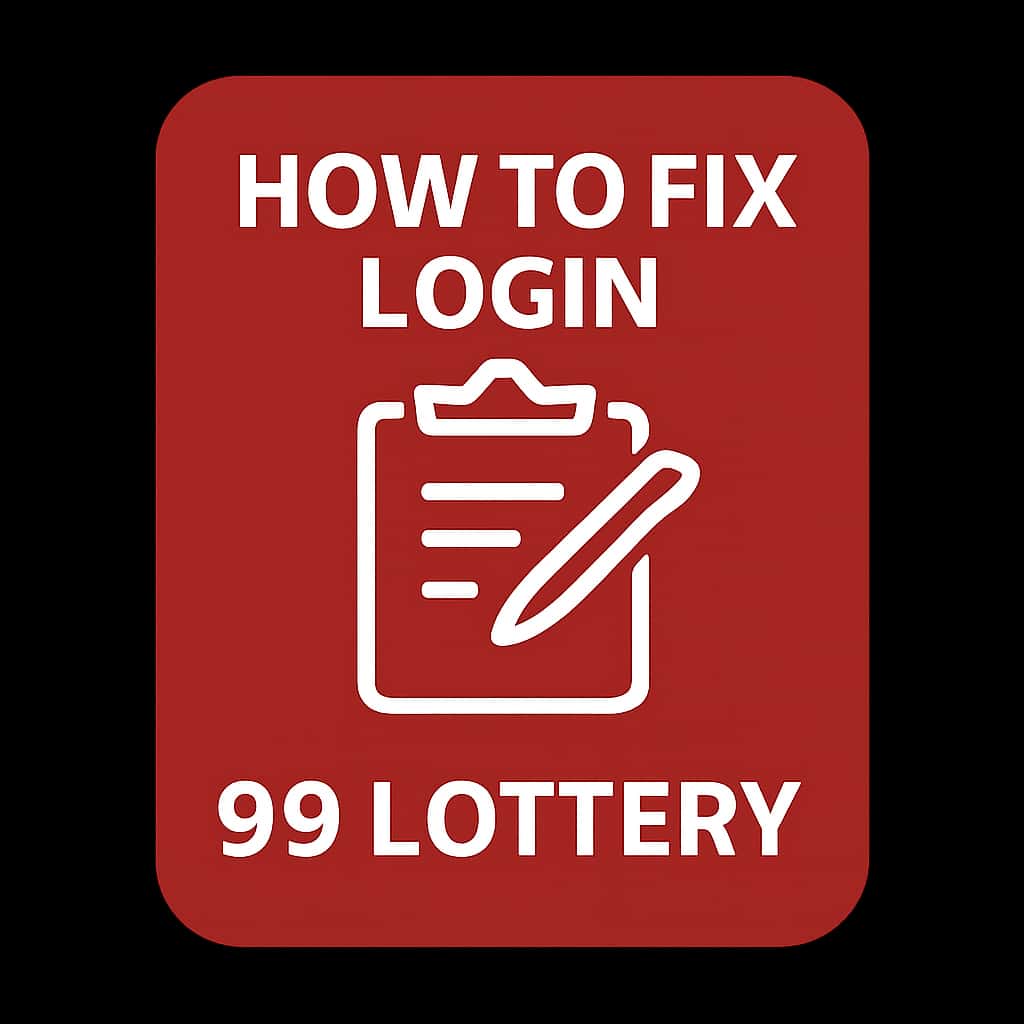 A badge representing solutions for login issues in the 99 Lottery app.