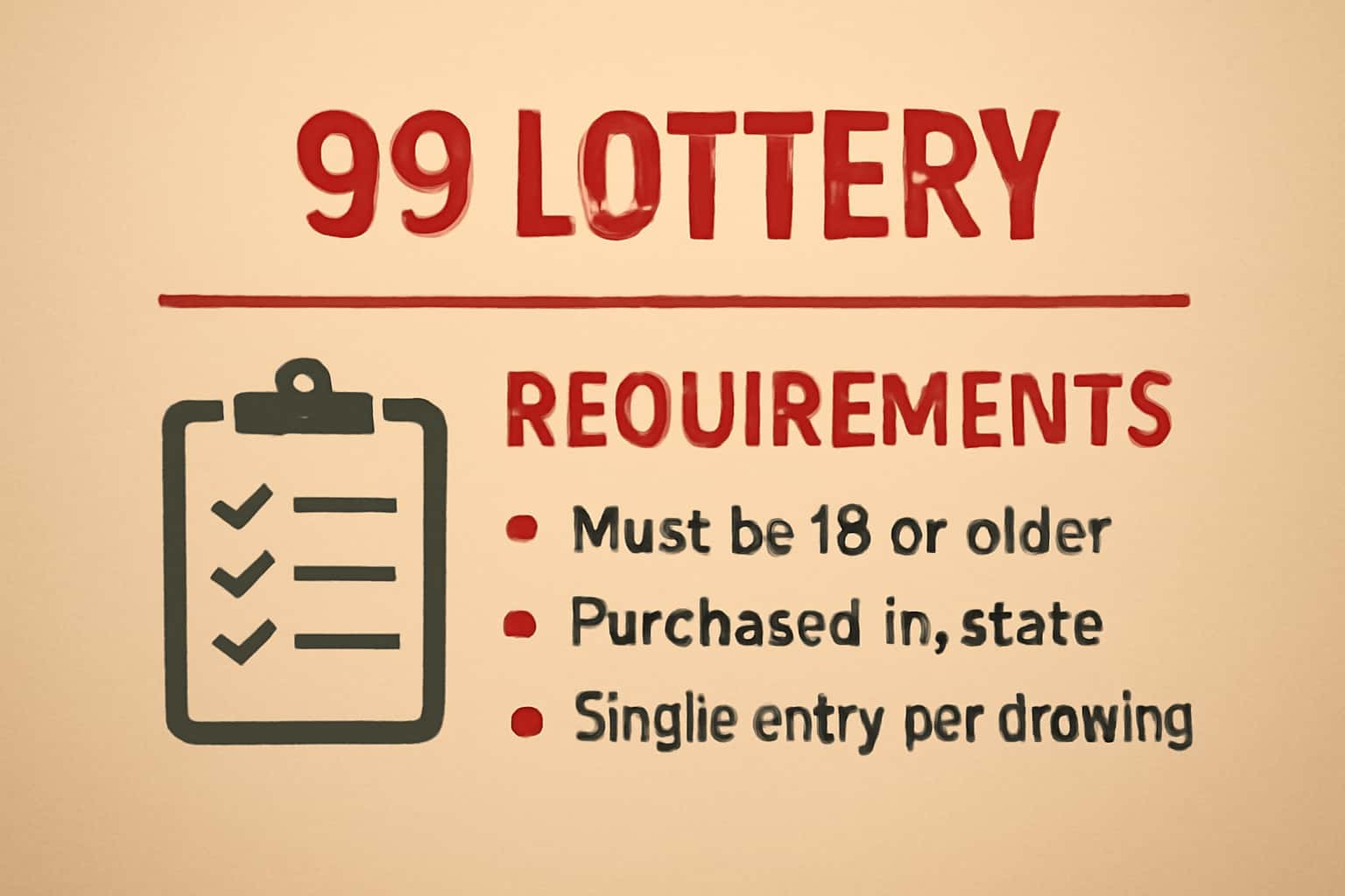 An informational graphic about the requirements for 99 Lottery app usage.