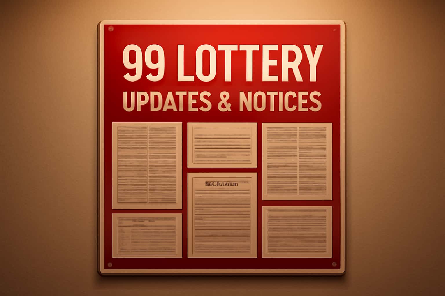 An informational graphic about 99 Lottery Updates & Notices with a modern design.